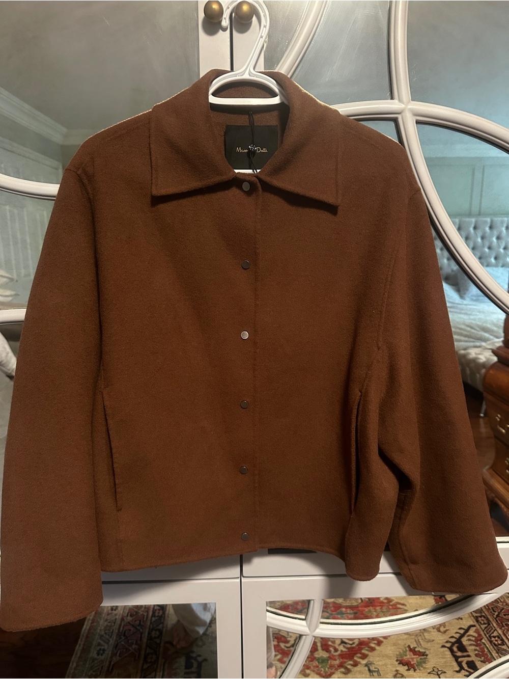 Massimo Dutti Chestnut Brown Snap-Front Pea Coat
